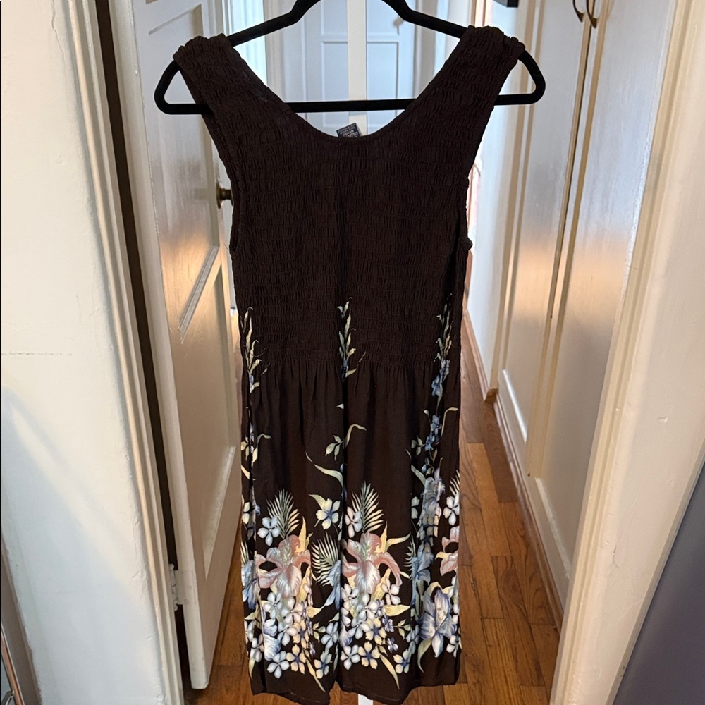 Hawaiian Floral Midi Dress - Black and Blue - Picture 5 of 5